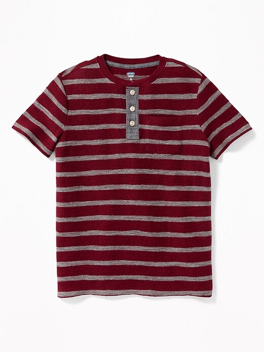 View large product image 1 of 3. Striped Textured-Jacquard Henley For Boys