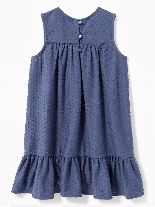 View large product image 2 of 3. Dobby Clip-Dot Ruffle-Hem Dress for Toddler Girls