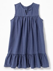 View large product image 3 of 3. Dobby Clip-Dot Ruffle-Hem Dress for Toddler Girls