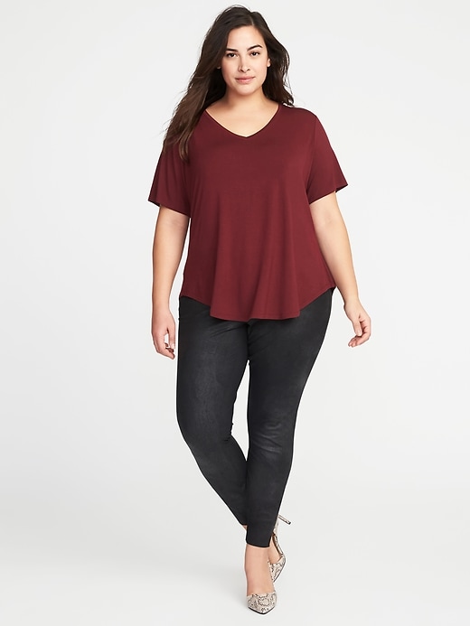 Image number 3 showing, Luxe Curved-Hem Plus-Size V-Neck Tee