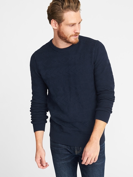 Image number 1 showing, Guernsey-Knit Crew-Neck Sweater