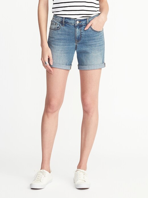 View large product image 1 of 3. Slim Denim Midi Shorts for Women (5")