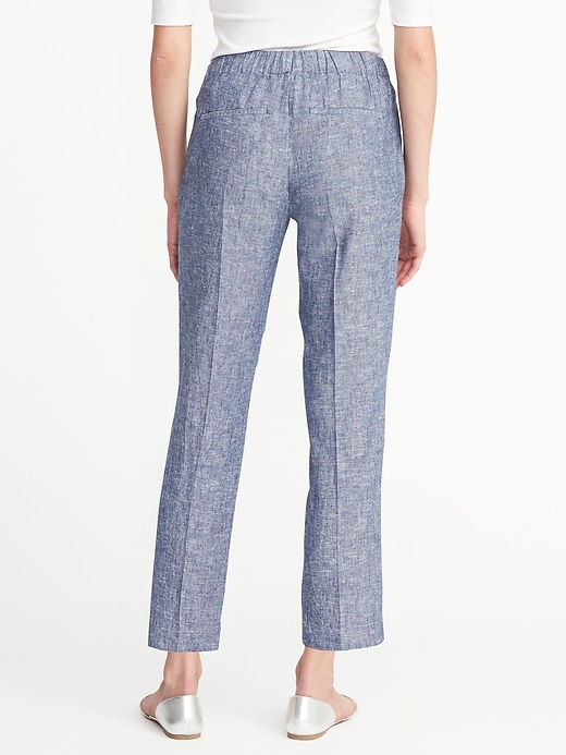 View large product image 2 of 2. Mid-Rise Pull-On Linen-Blend Pants for Women