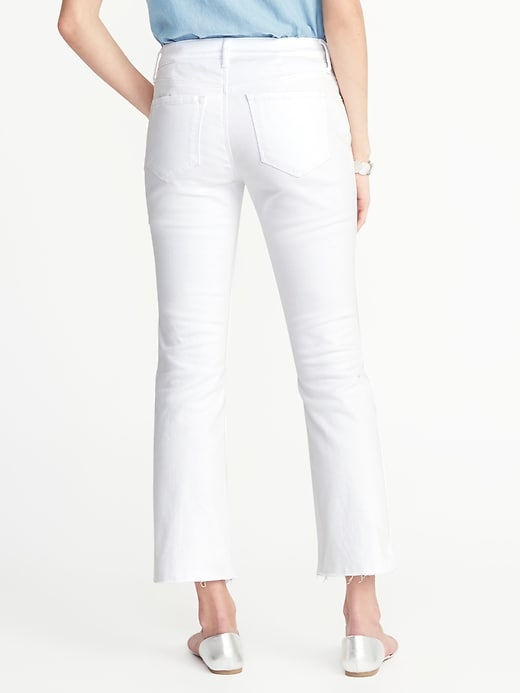 View large product image 2 of 3. Cropped White Flare Ankle Jeans for Women