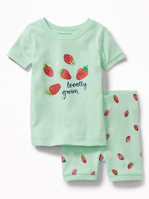 View large product image 1 of 1. "Locally Grown" Strawberry-Graphic Sleep Set For Toddler & Baby