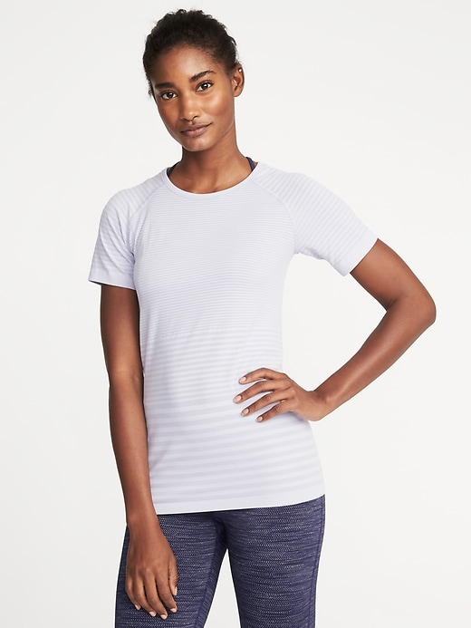 View large product image 1 of 1. Seamless Melange-Stripe Top for Women