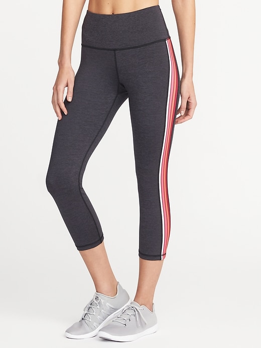 View large product image 1 of 2. High-Rise Side-Stripe Compression Crops for Women