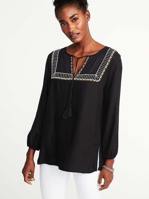 View large product image 1 of 1. Relaxed Embroidered Tunic for Women