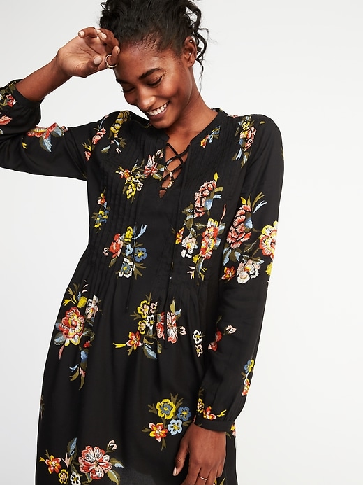 Lace-Up-Yoke Swing Dress for Women | Old Navy