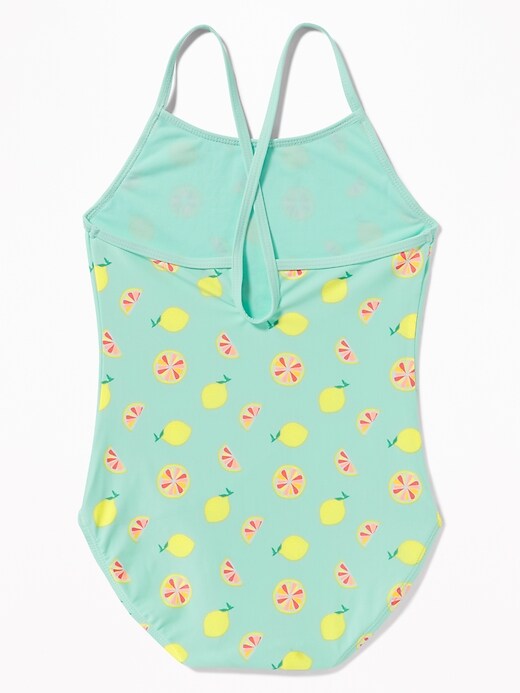 View large product image 2 of 2. Printed Keyhole-Back Swimsuit for Girls