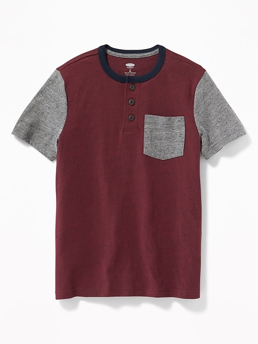 View large product image 1 of 1. Color-Block Pocket Henley For Boys