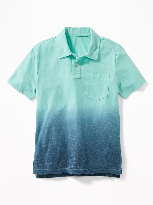 View large product image 1 of 3. Dip-Dyed Slub-Knit Jersey Polo for Boys