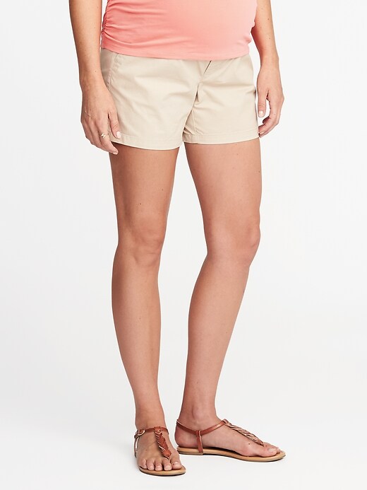 View large product image 1 of 1. Maternity Full-Panel Twill Shorts (5")