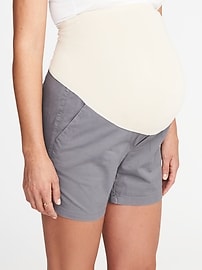 View large product image 3 of 3. Maternity Full-Panel Twill Shorts (5")