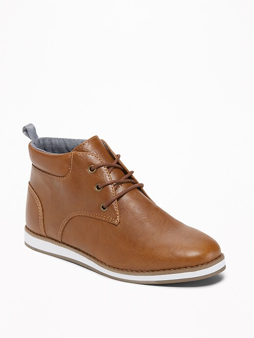 View large product image 1 of 3. Faux-Leather Lace-Up Chukkas for Boys