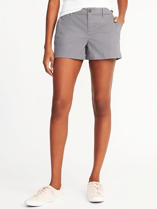View large product image 1 of 2. Relaxed Mid-Rise Everyday Khaki Shorts For Women - 3.5 inch inseam