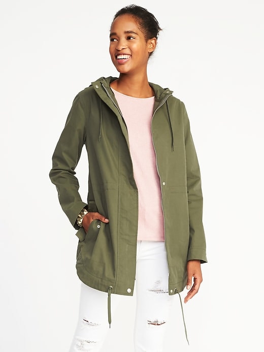 Hooded Canvas Water-Resistant Jacket for Women | Old Navy