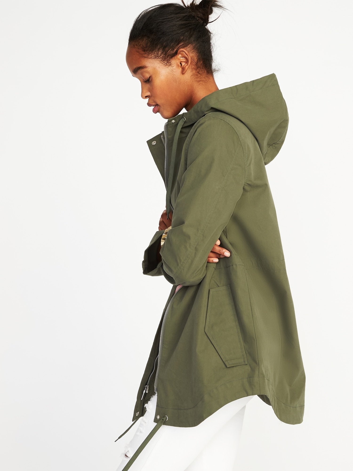 Hooded Canvas Water-Resistant Jacket for Women | Old Navy