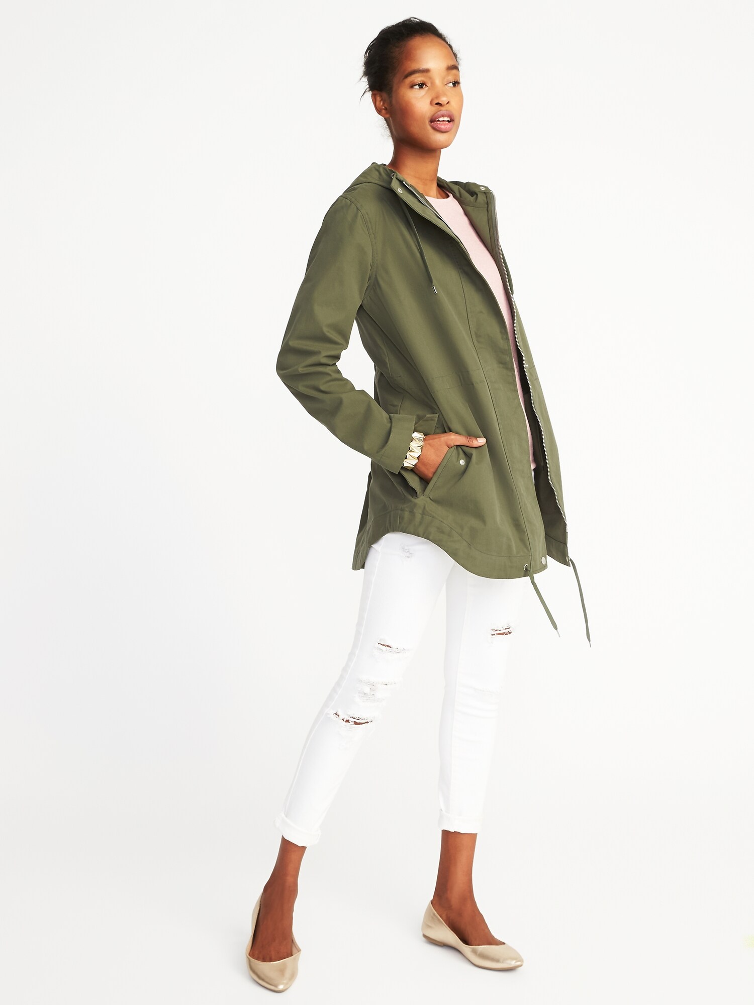 Hooded Canvas WaterResistant Jacket for Women Old Navy