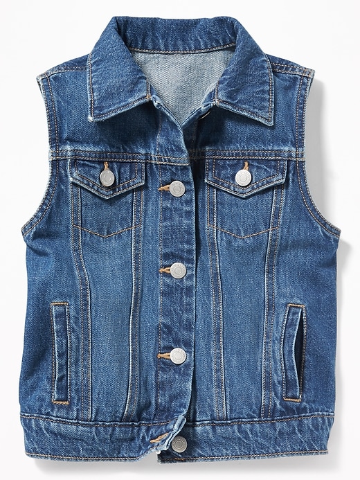 View large product image 1 of 3. Button-Front Denim Vest for Girls