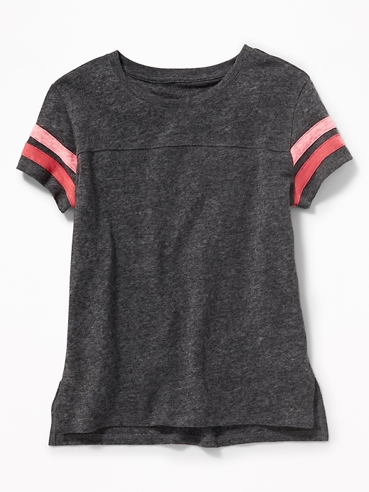 View large product image 1 of 1. Linen-Blend Football Tee for Girls