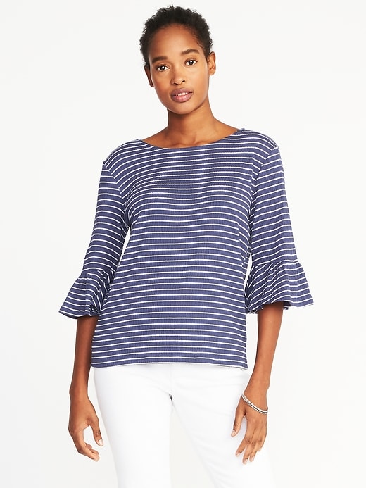 Relaxed Crinkle-Jersey Bell-Sleeve Top for Women | Old Navy