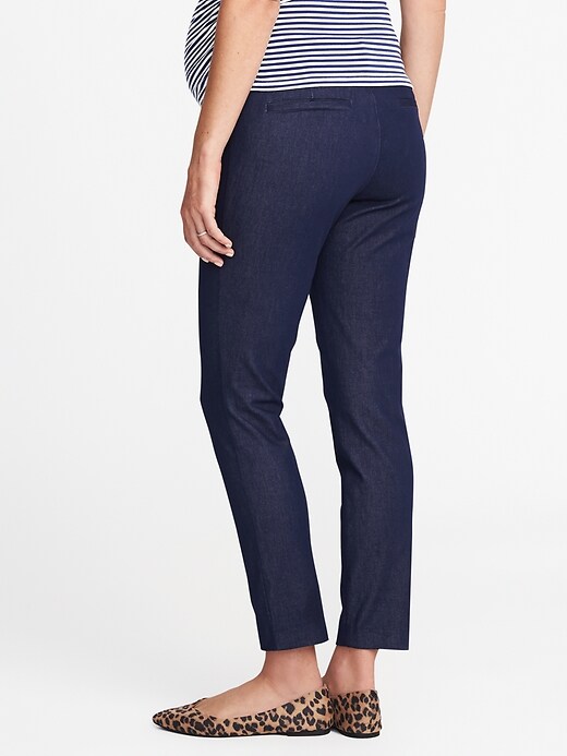 View large product image 2 of 3. Maternity Side-Panel Denim-Look Pixie Pants