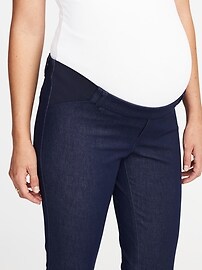View large product image 3 of 3. Maternity Side-Panel Denim-Look Pixie Pants