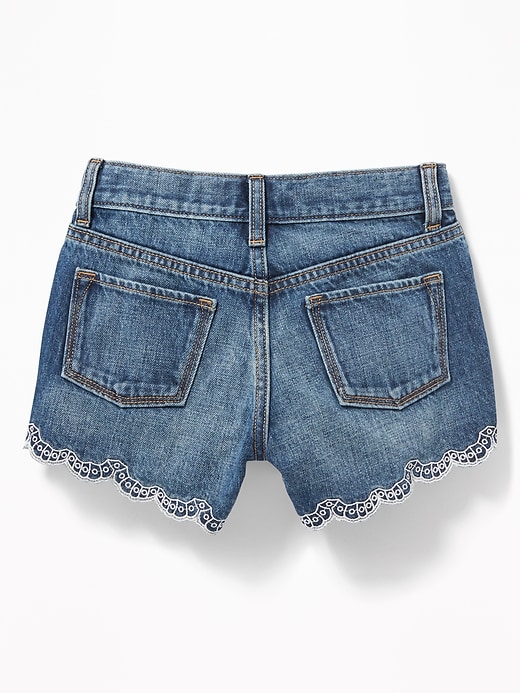 View large product image 2 of 3. Embroidered-Hem Denim Shorts for Girls