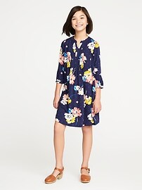 View large product image 3 of 3. Floral-Print 3/4-Sleeve Swing Dress for Girls