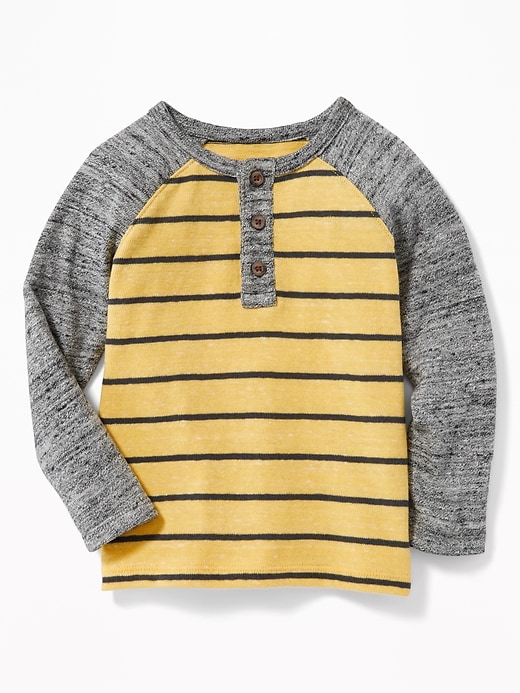 View large product image 1 of 1. Striped Color-Block Sweater-Knit Henley for Toddler Boys
