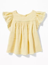 View large product image 5 of 5. Flutter-Sleeve Dobby Top for Toddler Girls