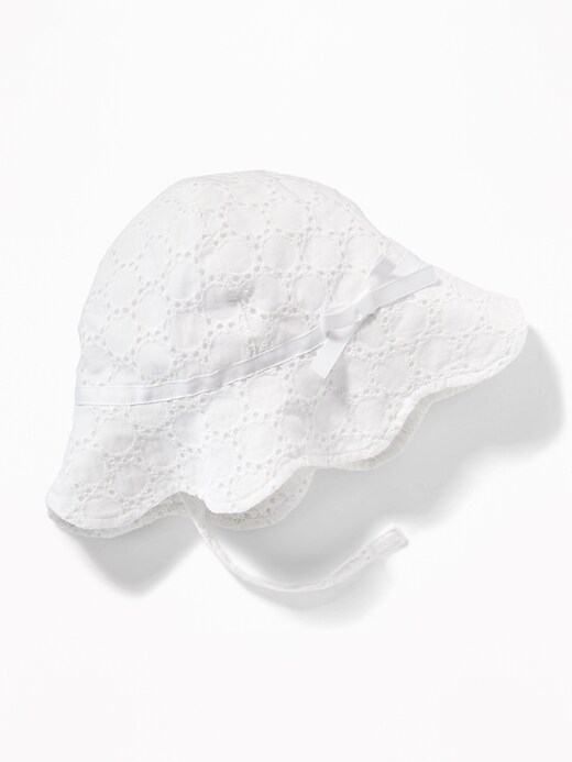 View large product image 1 of 1. Scalloped Eyelet Bucket Hat for Baby