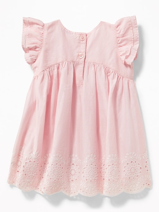 View large product image 2 of 2. Flutter-Sleeve Eyelet Dress for Baby