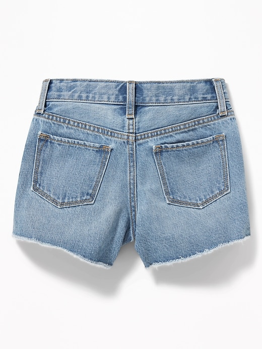 View large product image 2 of 3. Embroidered "Sunshine" Graphic Jean Cut-Off Shorts for Girls