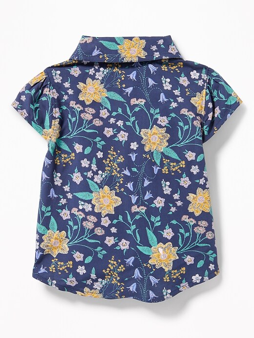 View large product image 2 of 4. Floral-Print Tie-Hem Shirt for Toddler Girls