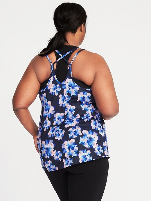 Image number 1 showing, Plus-Size Printed Strappy Performance Tank