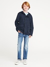 View large product image 3 of 3. Water-Resistant Hooded Rain Jacket for Boys