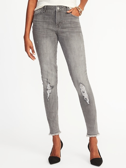 View large product image 1 of 3. Mid-Rise Gray Rockstar Jeans for Women