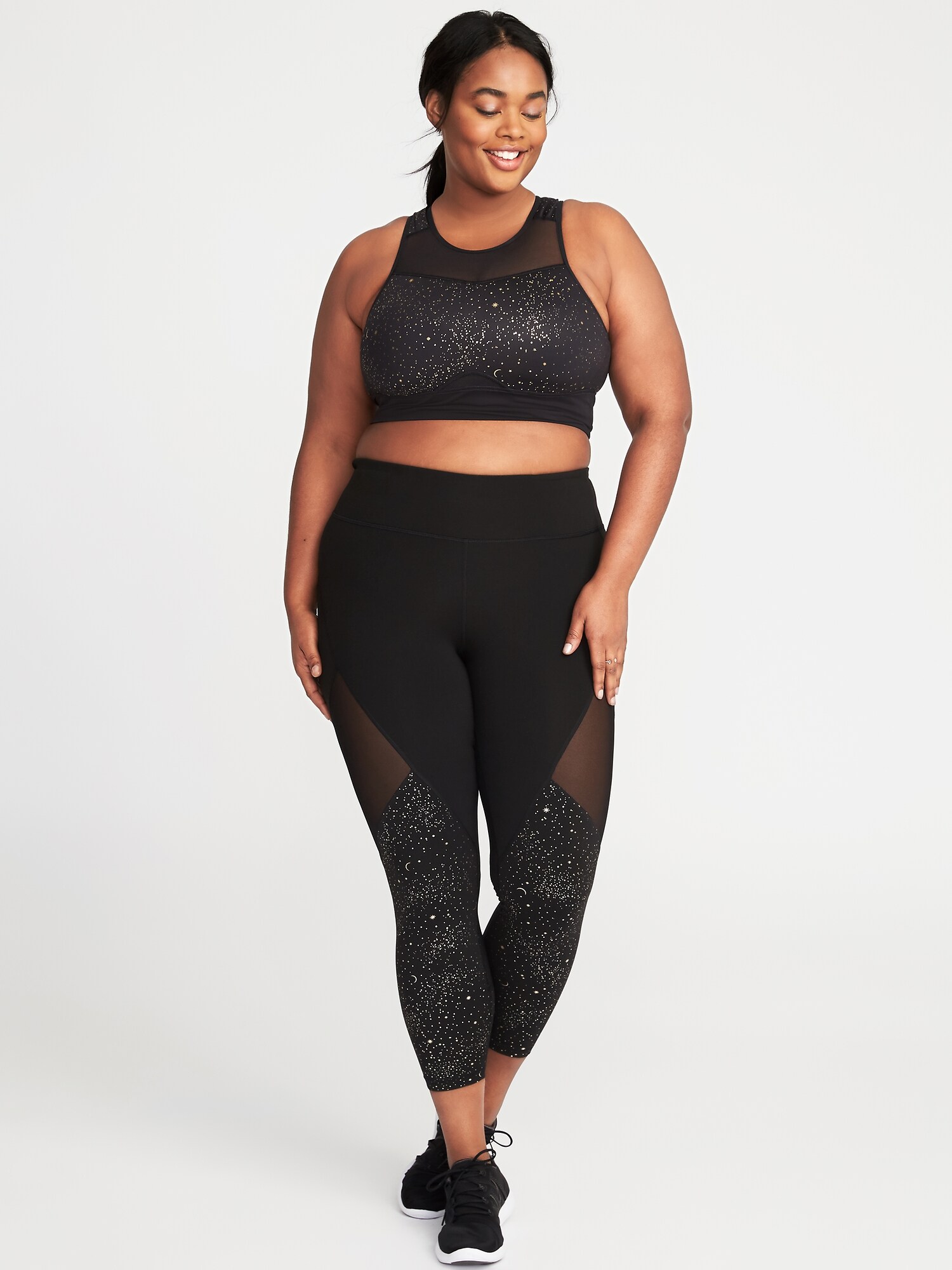 Medium Support Plus-Size Mesh-Trim Racerback Sports Bra | Old Navy