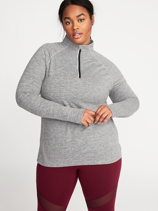 Image number 1 showing, Semi-Fitted Plus-Size1/4-Zip Pullover