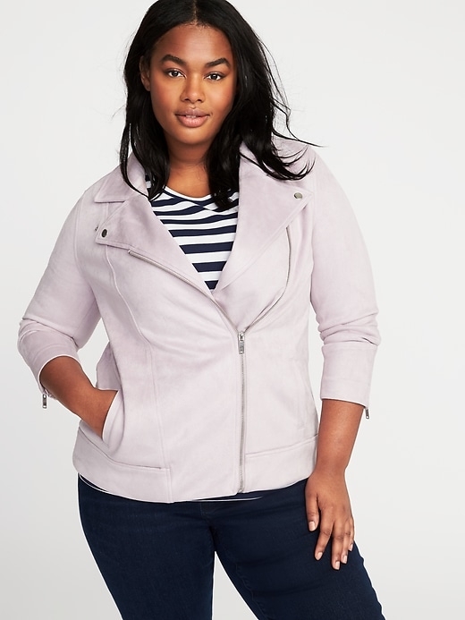 Plus-Size Sueded-Knit Moto Jacket | Old Navy