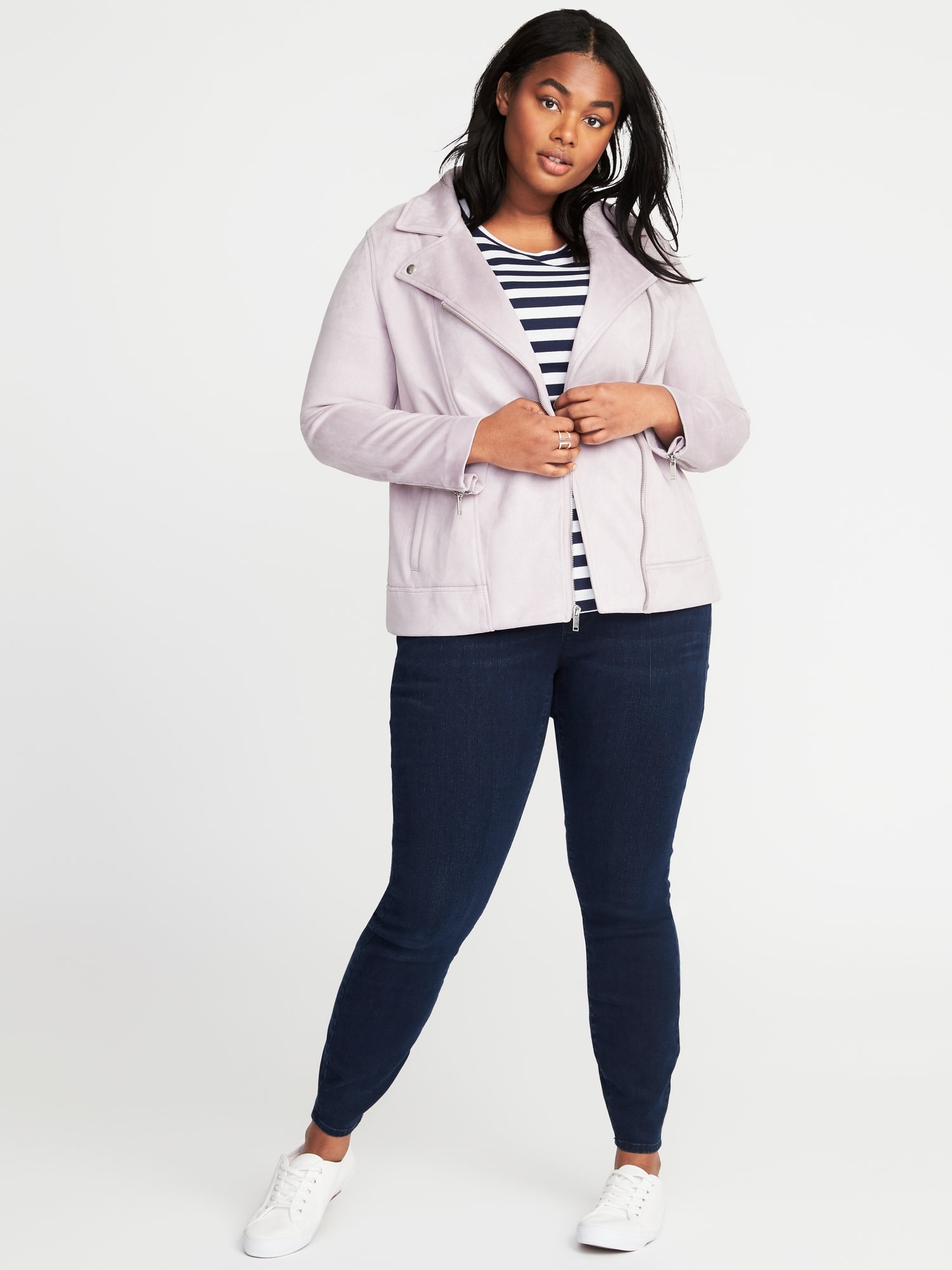 Plus-Size Sueded-Knit Moto Jacket | Old Navy