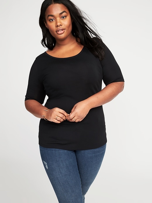 Fitted Ballet-Neck Plus-Size Tee | Old Navy