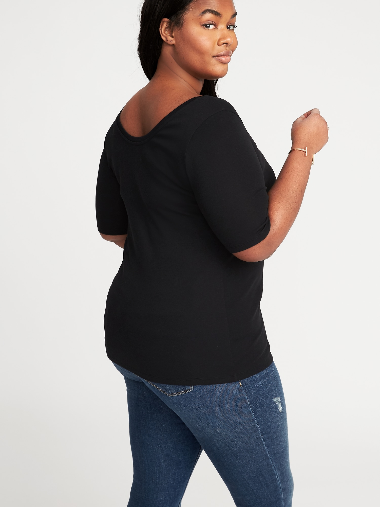 Fitted Ballet-Neck Plus-Size Tee | Old Navy