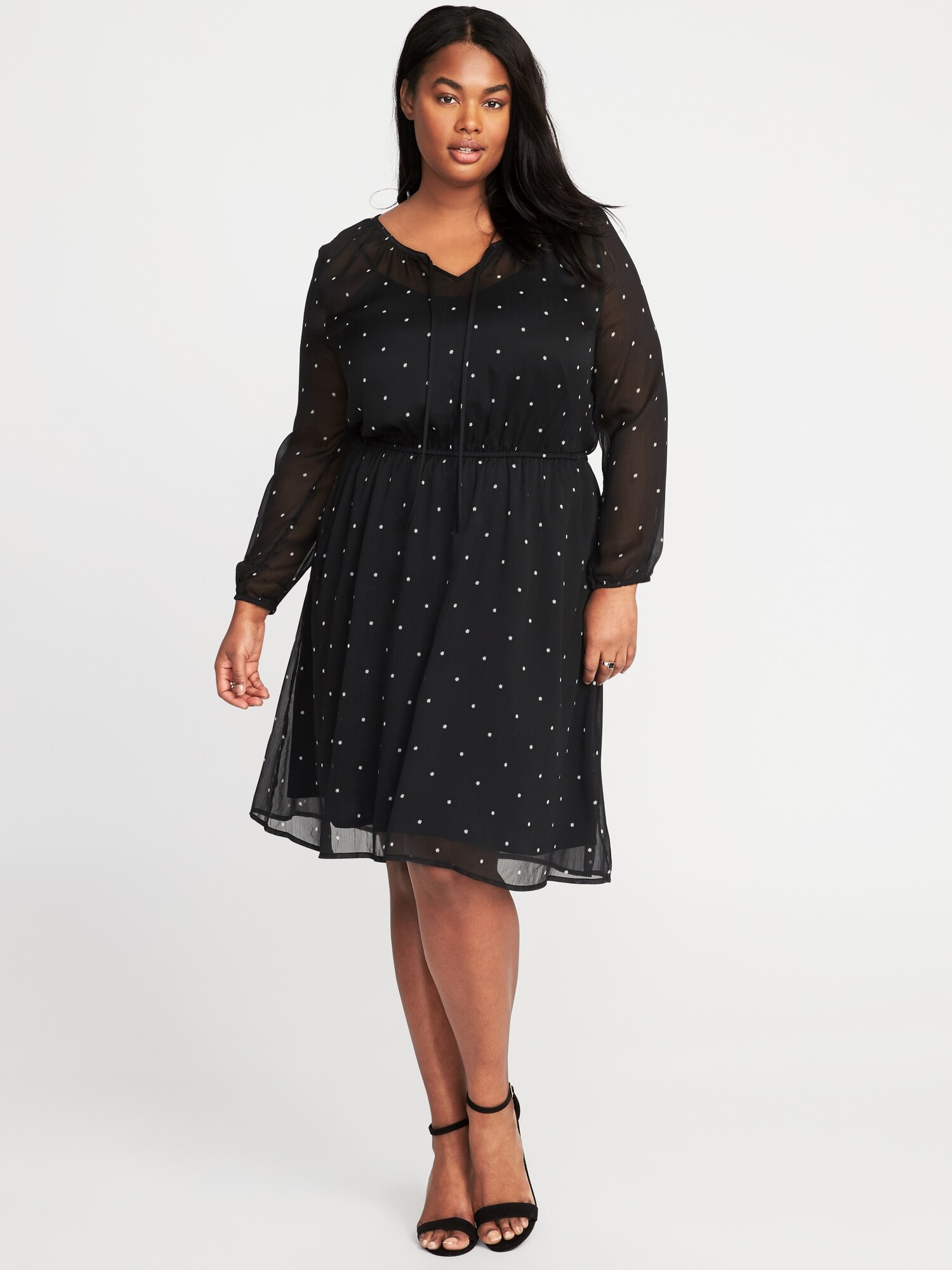 Plus size cinched outlet waist dress