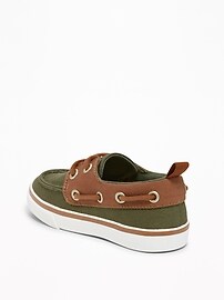 View large product image 3 of 4. Color-Blocked Canvas Boat Shoes for Toddler Boys