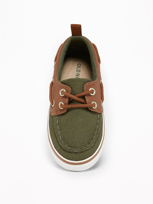 View large product image 2 of 4. Color-Blocked Canvas Boat Shoes for Toddler Boys