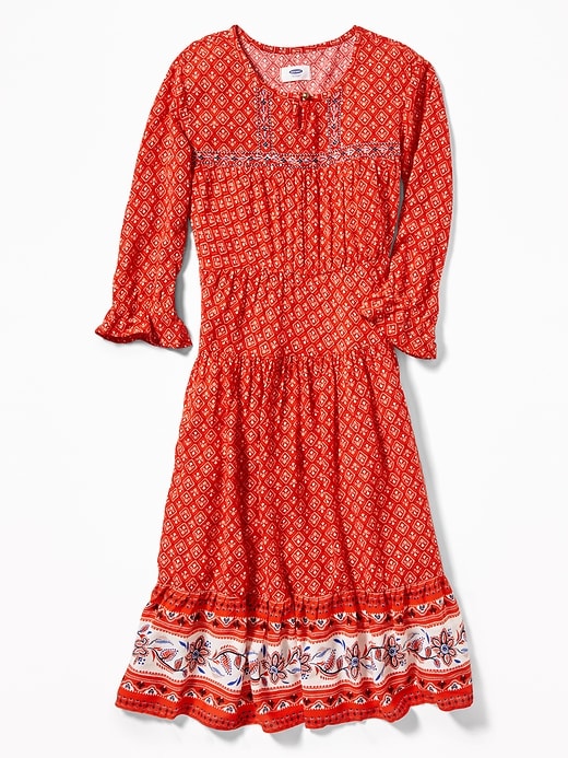 View large product image 1 of 1. Tiered Border-Print Dress for Girls
