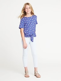 View large product image 3 of 3. Tie-Front Watermelon-Print Top for Girls